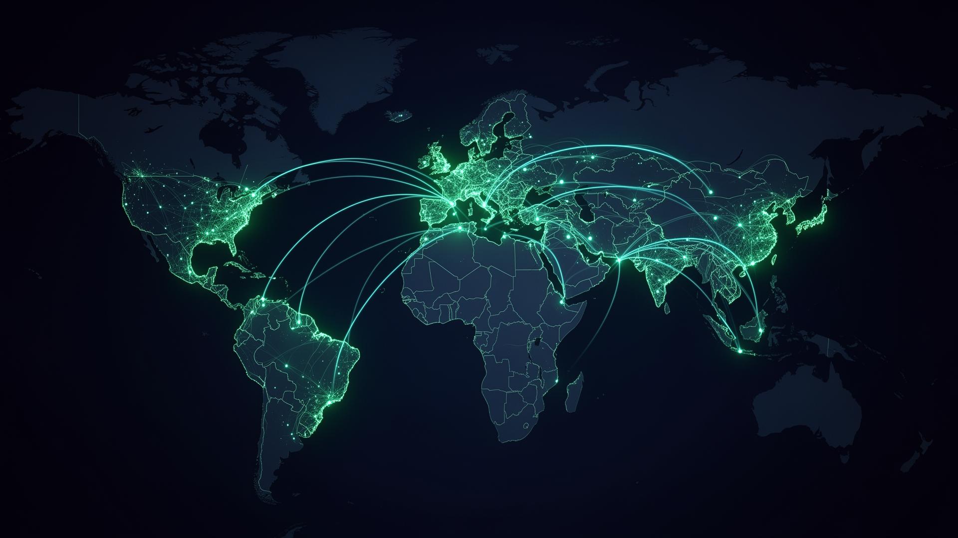 Map highlighting hiring markets around the world